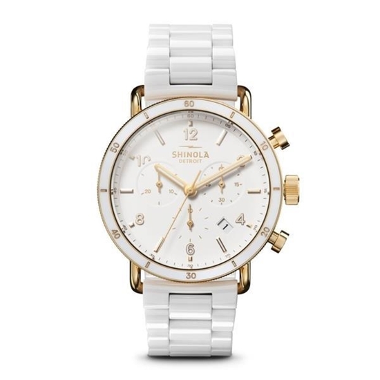 Picture of Shinola Women's Canfield Sport Chronograph White Ceramic Watch