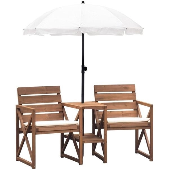 Picture of Hanover Wood Outdoor Conversation Set with Umbrella
