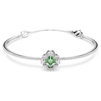 Picture of Swarovski Una Angelic Bangle in Green with Rhodium Plating