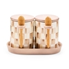 Picture of Mackenzie Childs Mocha Check Farmhouse Canister, Set of 2