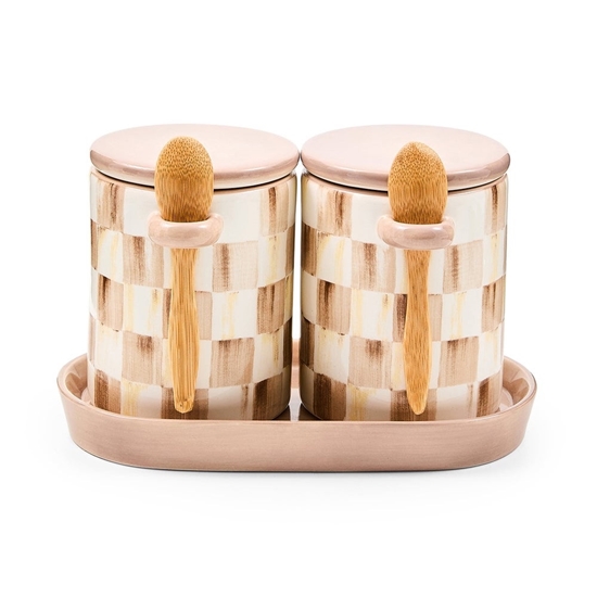 Picture of Mackenzie Childs Mocha Check Farmhouse Canister, Set of 2