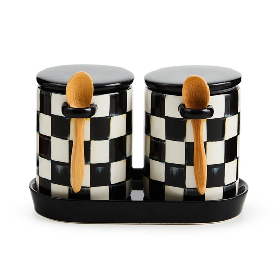 Picture of Mackenzie Childs Courtly Check Farmhouse Canisters, Set of 2
