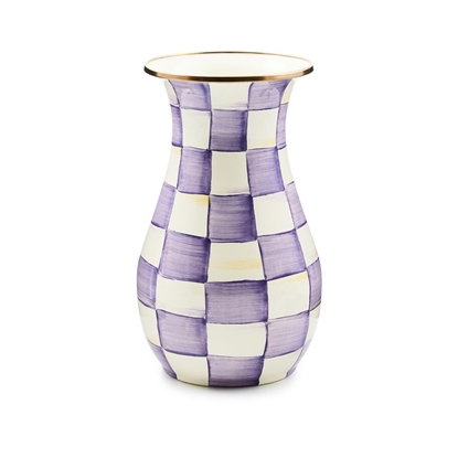 Picture of Mackenzie Childs Violet Check Tall Vase