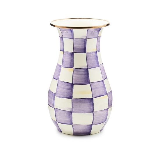 Picture of Mackenzie Childs Violet Check Tall Vase