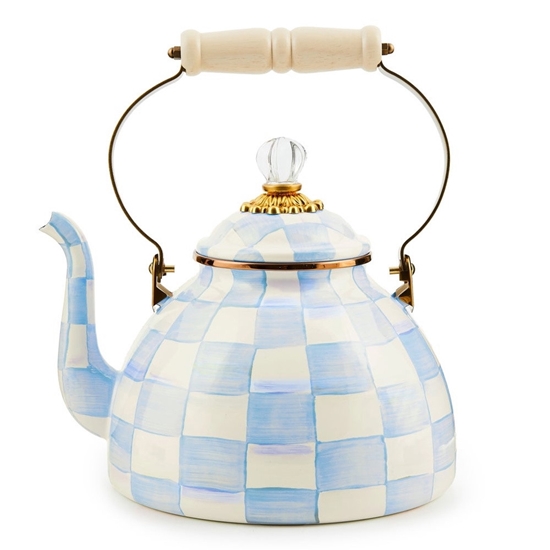 Picture of Mackenzie Childs Sky Check 3 Quart Tea Kettle