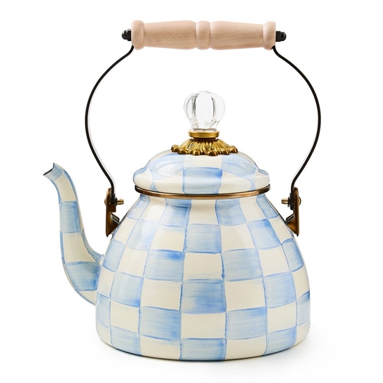 Picture of Mackenzie Childs Sky Check 2 Quart Tea Kettle
