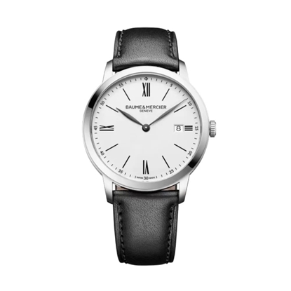 Picture of Baume & Mercier Classima Slv/White Dial Watch with Black Strap