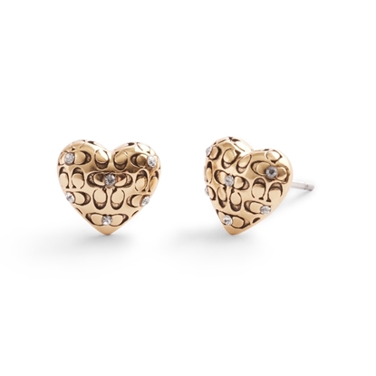 Picture of Coach Quilted Heart Stud Earrings - Gold