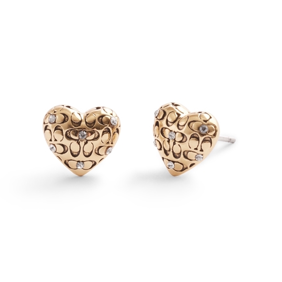 Picture of Coach Quilted Heart Stud Earrings - Gold