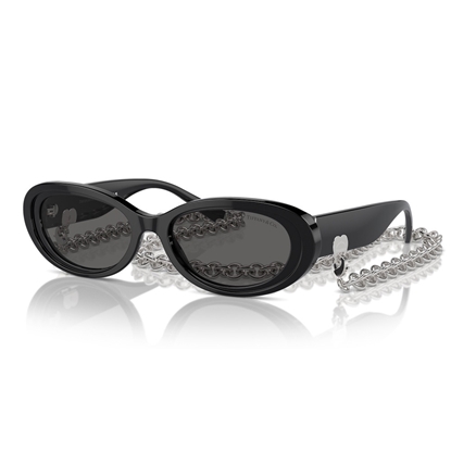 Picture of Tiffany Oval Frame Sunglasses - Black with Silver Chain