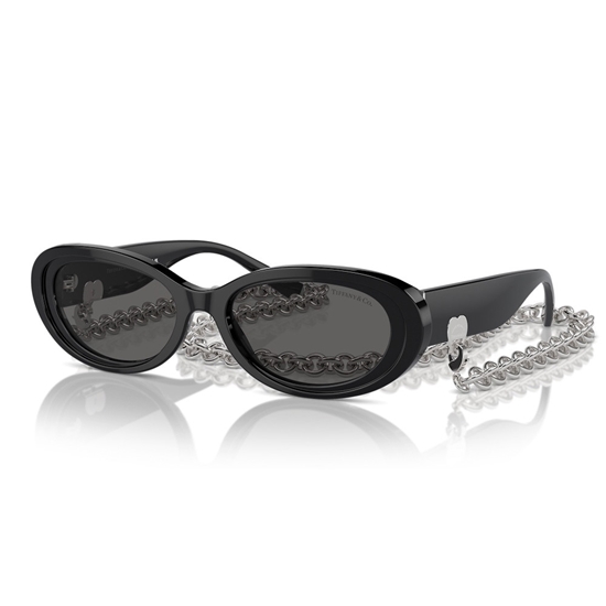 Picture of Tiffany Oval Frame Sunglasses - Black with Silver Chain