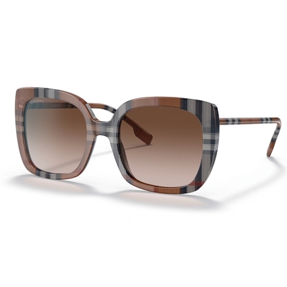 Picture of Burberry Caroll Brown Check Frame Sunglasses with Brown Lens