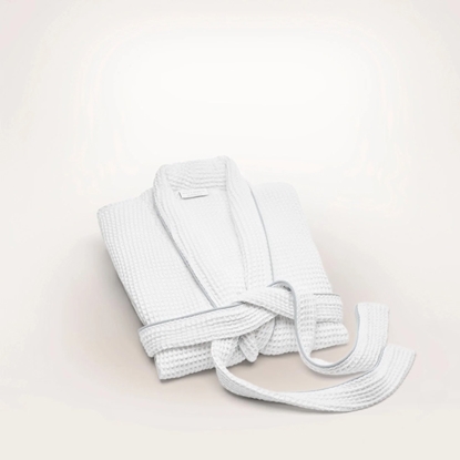 Picture of Boll & Branch Waffle Robe - White/Shore, Small