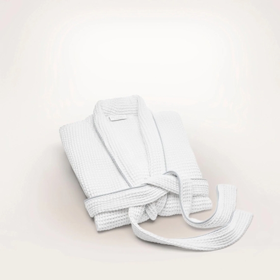 Picture of Boll & Branch Waffle Robe - White/Shore, Large