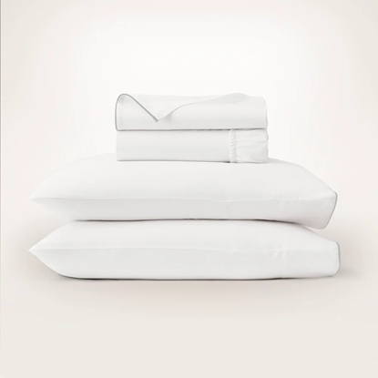 Picture of Boll & Branch Signature Piped Edge Sheet Set - Wht/Shore, Full
