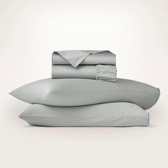 Picture of Boll & Branch Signature Piped Edge Sheet Set- Shr/Blue, Twn XL