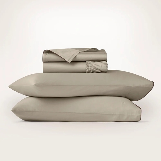 Picture of Boll & Branch Signature Piped Edge Sheet Set - Oak/Wlnt, King