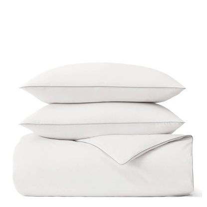 Picture of Boll & Branch Signature Piped Edge Duvet Set- Wht/Shore, K/Cal