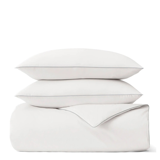 Picture of Boll & Branch Signature Piped Edge Duvet Set - Wht/Shore, F/Q
