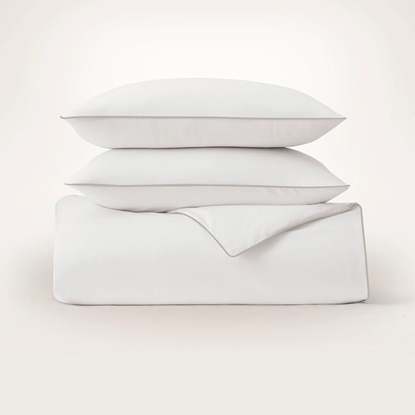 Picture of Boll & Branch Signature Piped Edge Duvet Set - Wht/Pewter, F/Q