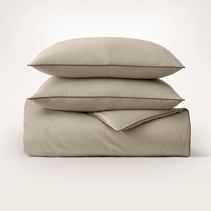 Picture of Boll & Branch Signature Piped Edge Duvet Set- Oak/Wlnut, K/Cal