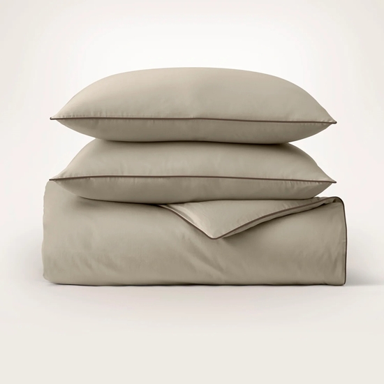 Picture of Boll & Branch Signature Piped Edge Duvet Set - Oak/Walnut, F/Q