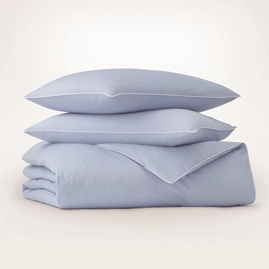 Picture of Boll & Branch Signature Piped Edge Duvet Set- Hyd/Wht, Kng/Cal