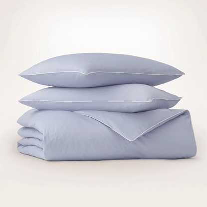 Picture of Boll & Branch Signature Piped Edge Duvet Set- Hyd/Wht, Full/Qn