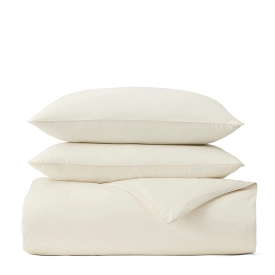 Picture of Boll & Branch Signature Piped Edge Duvet Set - Cream, Full/Qn