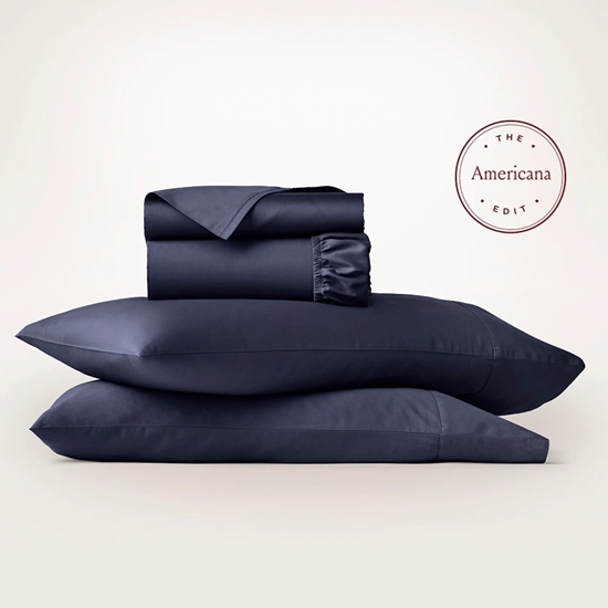 Picture of Boll & Branch Signature Hemmed Sheet Set- Cstl Navy, Split Kng