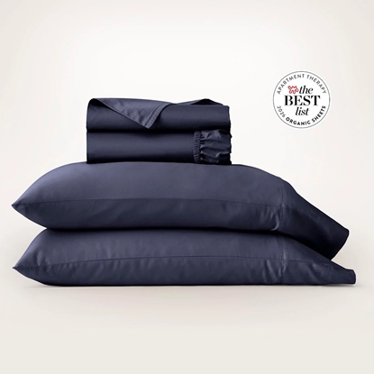 Picture of Boll & Branch Percale Hemmed Sheet Set - Coastal Navy, Kg/Stnd
