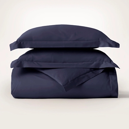 Picture of Boll & Branch Percale Hemmed Duvet Set- Coastal Navy, King/Cal