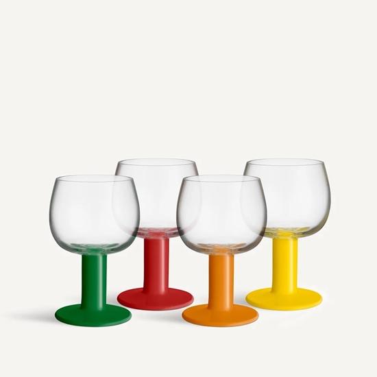 Picture of Kosta Boda Fars Mixed Colors Wine Glasses - Set of 4