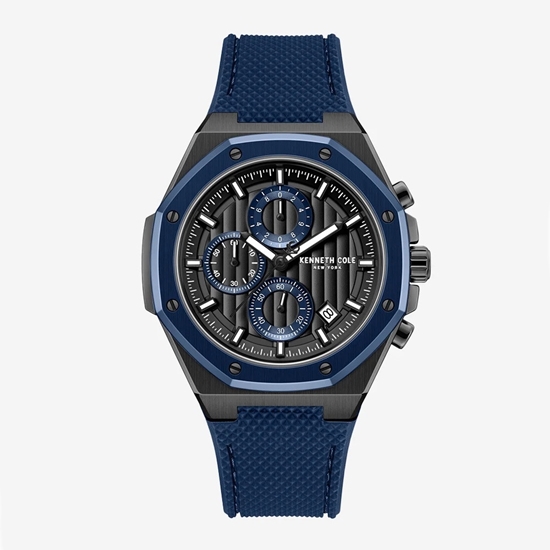 Picture of Kenneth Cole Two-Tone Chrono with Blue Dial & Rubber Strap
