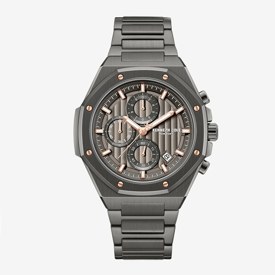 Picture of Kenneth Cole Gunmetal Chrono Watch with Brown Dial