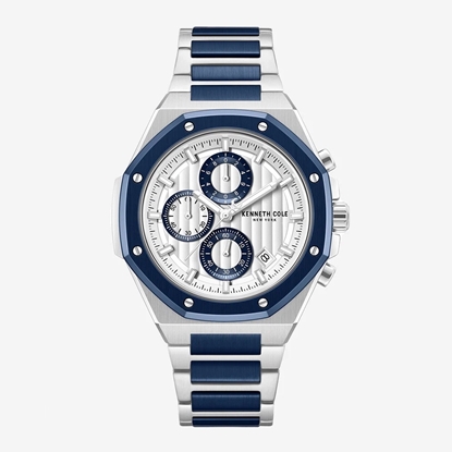 Picture of Kenneth Cole Two-Tone Chrono Watch - Silver/Blue