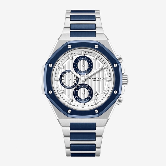Picture of Kenneth Cole Two-Tone Chrono Watch - Silver/Blue