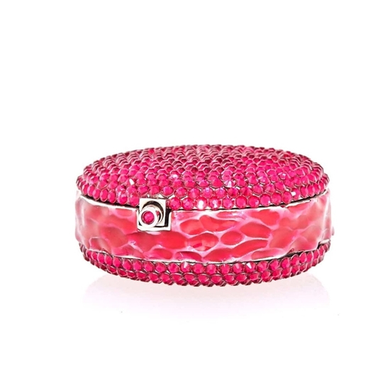 Picture of Judith Leiber Macaron Pillbox - Silver Light Rose
