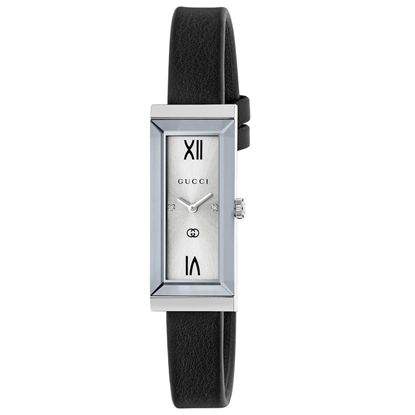 Picture of Gucci G-Frame Watch with Silver Bezel & Black Strap