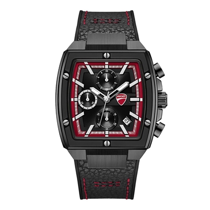 Picture of Ducati Men's Tonneau Chronograph Watch - Black/Red Dial