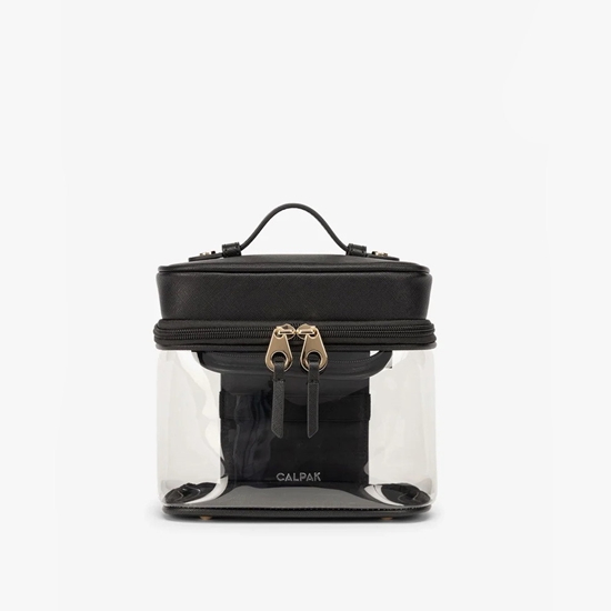 Picture of Calpak Clear Train Case with Top Compartment - Black