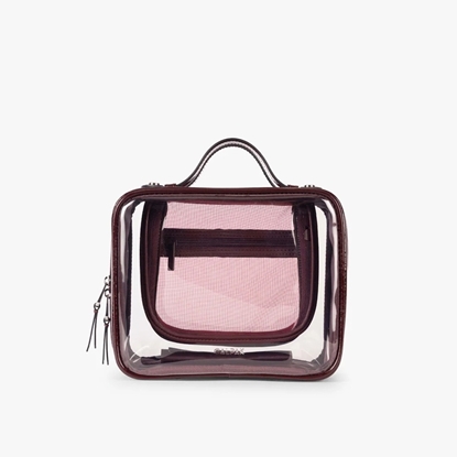 Picture of Calpak Medium Clear Cosmetics Case - Glazed Dark Cherry