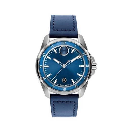 Picture of Movado® Men's BOLD Verso S Blue Dial Leather Strap Watch