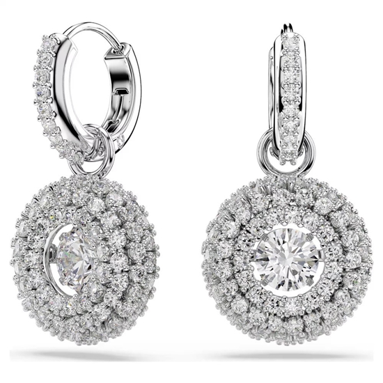 Picture of Swarovski Sublima Round Cut Drop Earrings - White/Rhodium