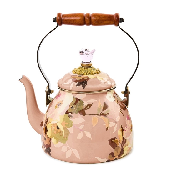 Picture of MacKenzie-Childs Wild Rose Mauve 2-Quart Tea Kettle