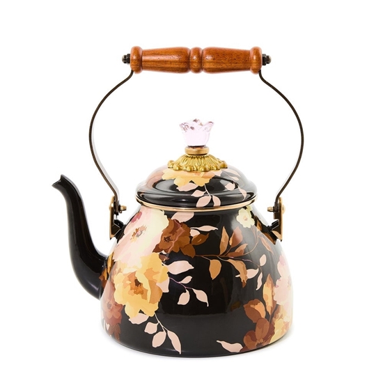 Picture of MacKenzie-Childs Wild Rose Brown 2-Quart Tea Kettle