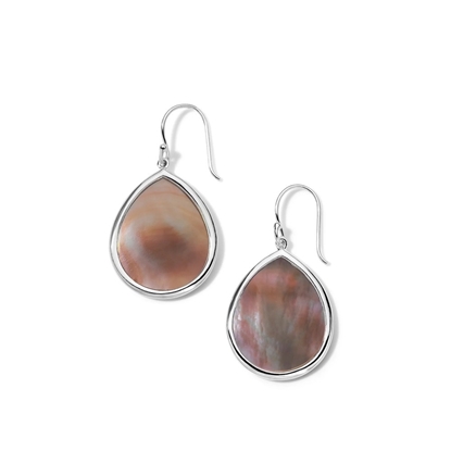 Picture of 925 Polished Rock Candy Small Teardrop Earrings in Brown Shell