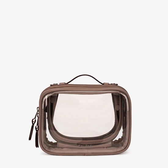 Picture of Calpak Small Clear Cosmetics Case - Mocha