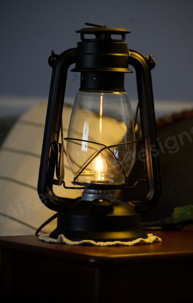 Electric Lantern Table Lamp FLAT BLACK | 12" Farmhouse Decor, Electric Hurricane Lantern, Handmade Electrified Rustic Lamp - Image 9