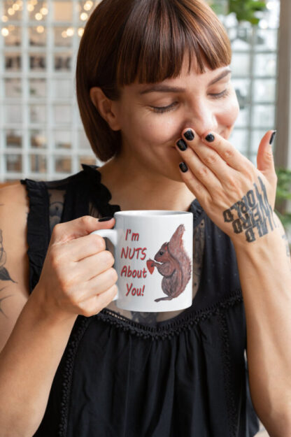 I'm Nuts About You Funny SQUIRREL MUG | 11oz Ceramic Coffee Cup Heartwarming and Funny Mug - Image 3